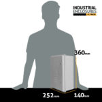 Dimensions of Robust cabinet with IP65 rating suitable for street lighting.