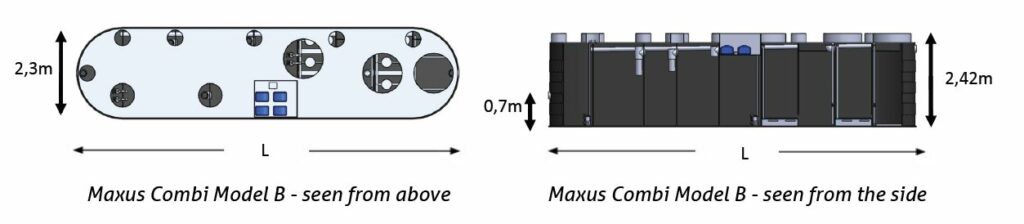 Tricel Maxus Combi Dimensions Model B and images