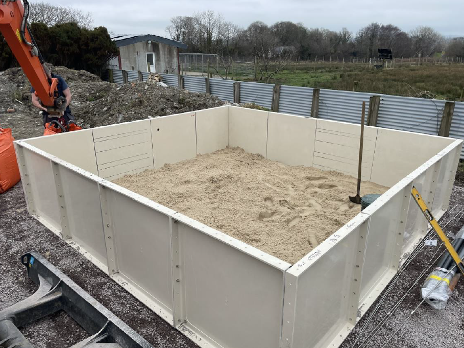 Base gravel & panels assembled & first Layer of Sand, Placed