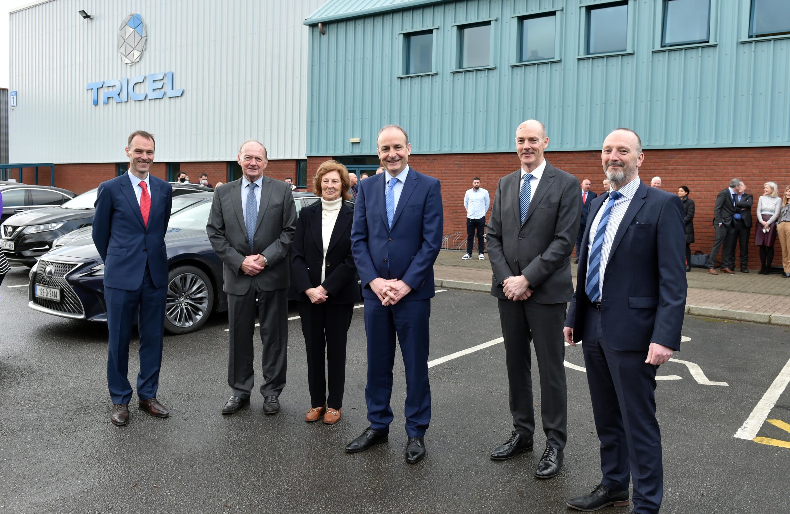 Anne & Con Stack, founders of Tricel in 1973, pictured with Micheál Martin, T.D., Taoiseach along with Stack family members on his recent visit to the European HQ located in Killarney 