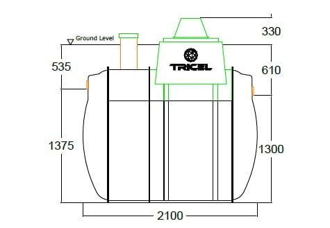 Tricel Novo IE6 Gravity Outlet drawing